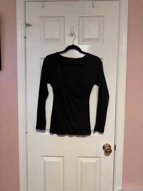 Banana Republic Black Long-Sleeve Wrap Top
